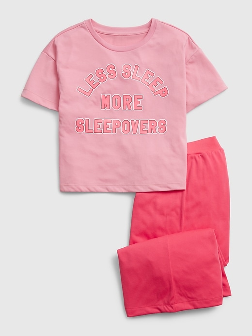 1 of 8 showing, with the color pink granite of product Kids Graphic Cropped PJ Set