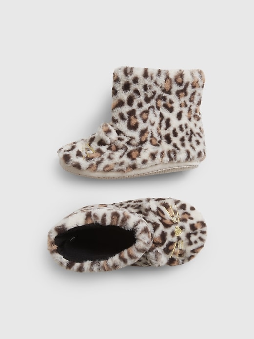 View large product image 1 of 1. Kids Leopard Boot Slippers