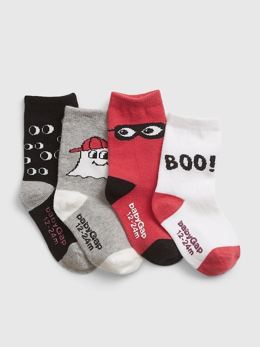 1 of 8 showing, with the color multi of product Toddler Halloween Graphic Crew Socks (4-Pack)