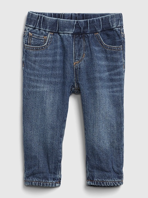 Image number 3 showing, Baby Flannel Lined Straight Pull-On Jeans