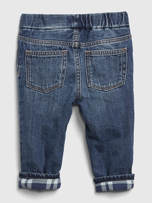 Image number 2 showing, Baby Flannel Lined Straight Pull-On Jeans