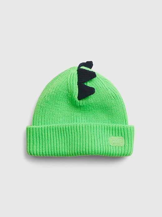 1 of 8 showing, with the color neon lime green of product Toddler 3D Dinosaur Beanie