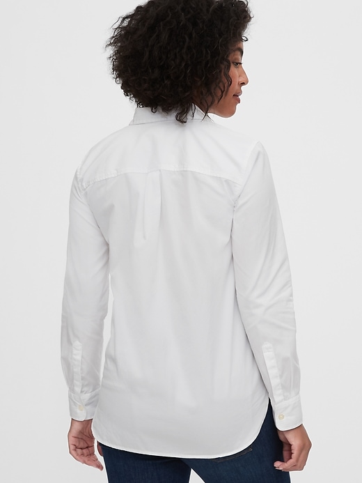 2 of 8 showing, with the color optic white of product Maternity Poplin Shirt