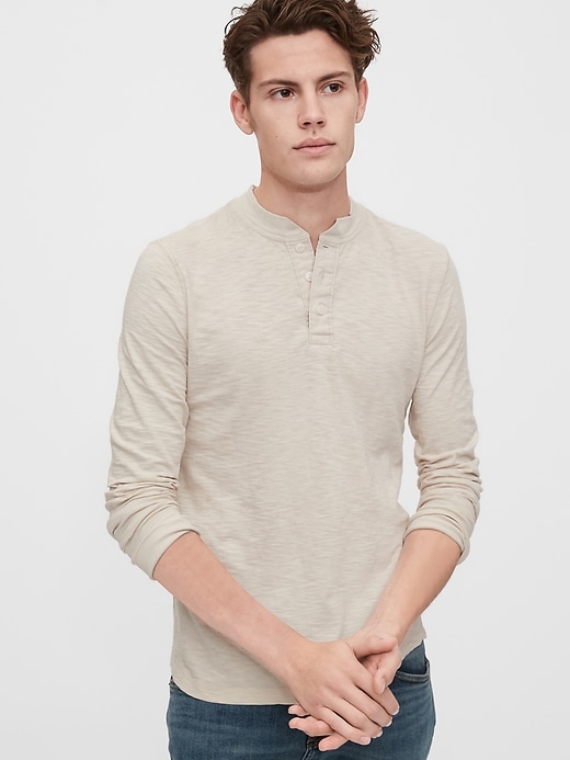 View large product image 1 of 1. Slub Henley T-Shirt