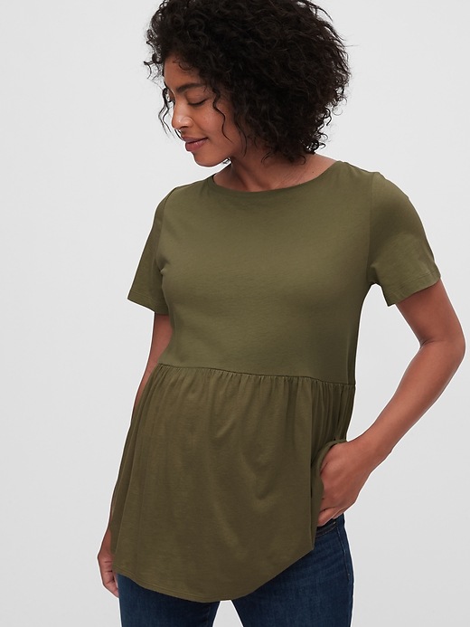 1 of 8 showing, with the color olive of product Maternity Peplum T-Shirt