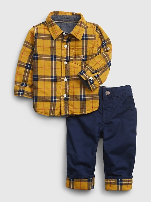Image number 1 showing, Baby Plaid Woven Outfit Set
