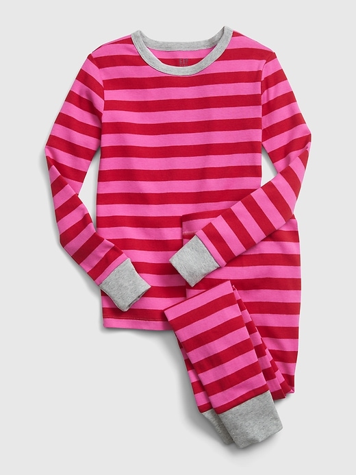1 of 8 showing, with the color happy pink of product Kids Stripe PJ Set