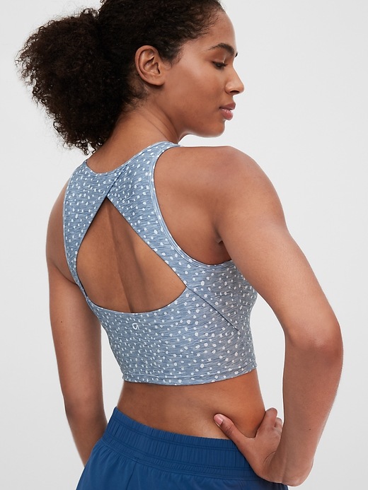 View large product image 1 of 1. GapFit Impact Blackout Longline Cut-Out Back Sports Bra