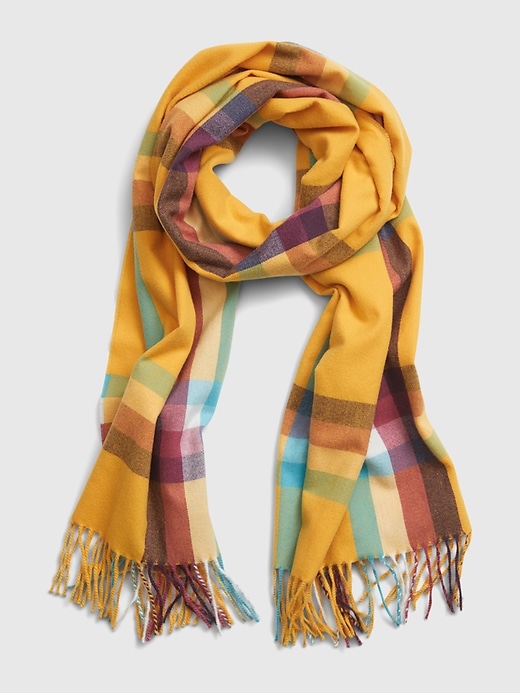 1 of 8 showing, with the color yellow plaid of product Recycled Cozy Scarf