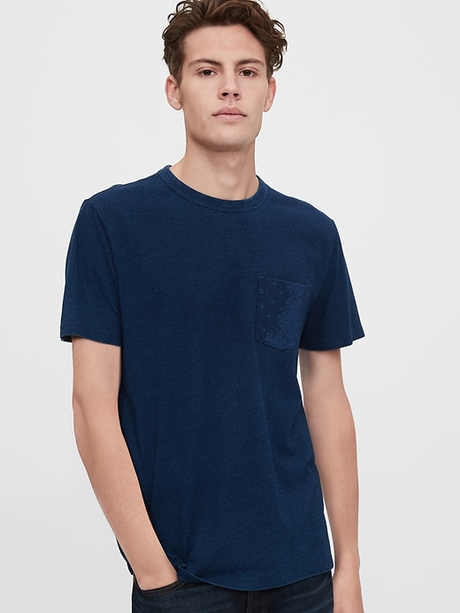 1 of 8 showing, with the color indigo print of product Slub Pocket T-Shirt