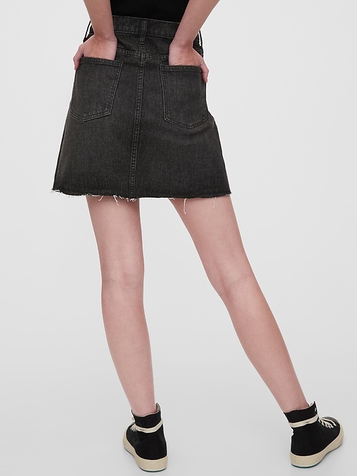 2 of 8 showing, with the color black wash of product Denim Mini Skirt