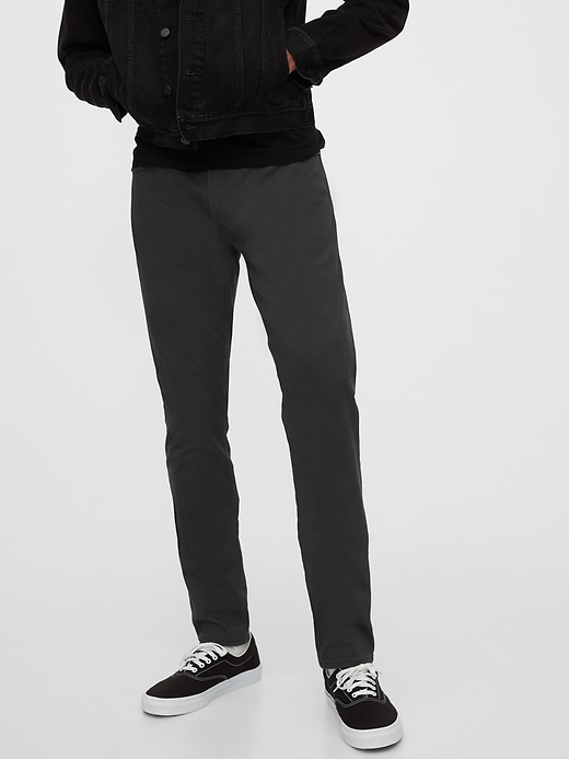 1 of 8 showing, with the color forbidden forest green of product Soft Wear Skinny Jeans with GapFlex