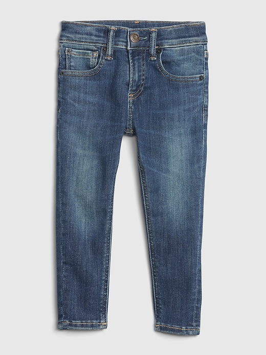 1 of 8 showing, with the color dark wash of product Toddler Skinny Jeans with Washwell™