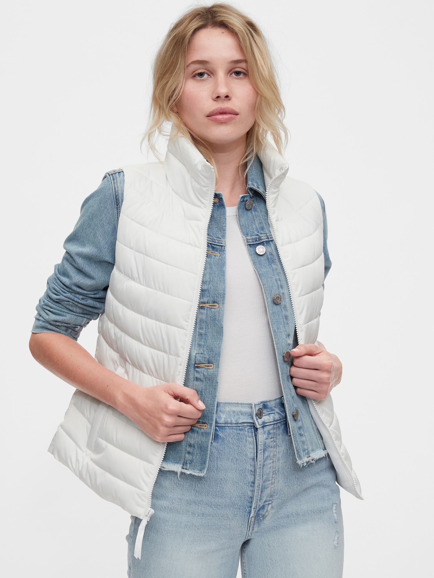 Upcycled Lightweight Puffer Vest Gap