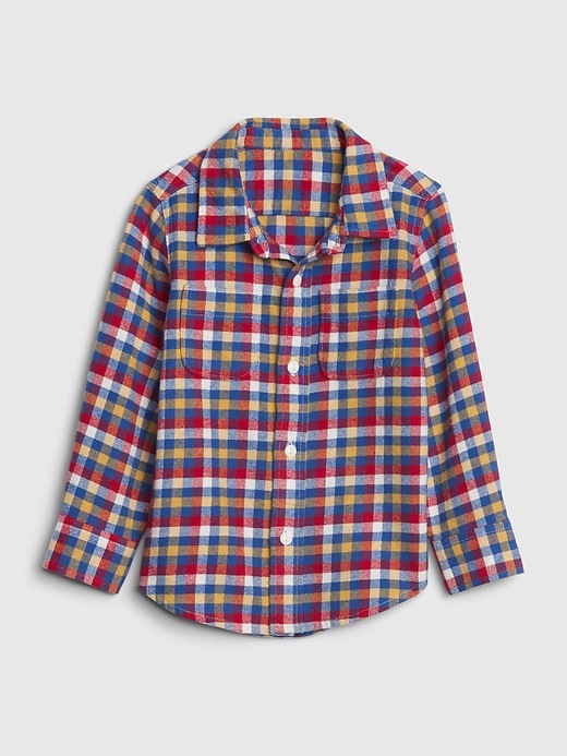 1 of 8 showing, with the color admiral blue of product Toddler Flannel Shirt