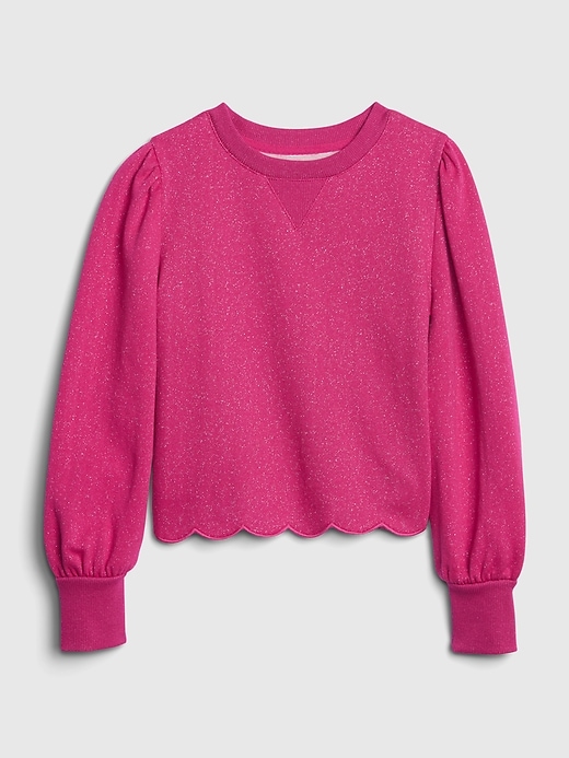 1 of 8 showing, with the color super pink neon of product Kids Puff Sleeve Crewneck Sweatshirt