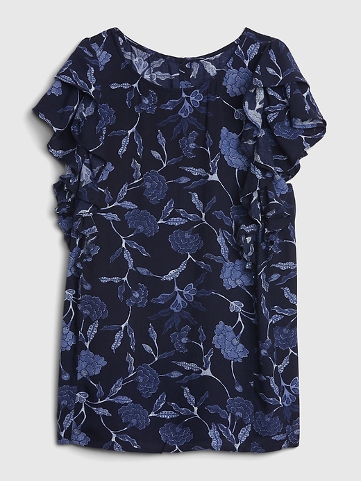 1 of 8 showing, with the color blue floral of product Ruffle Sleeve Top