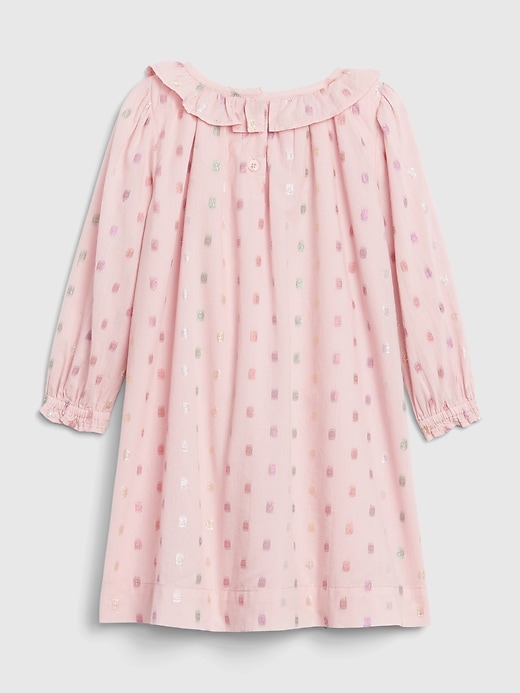 2 of 8 showing, with the color pure pink of product Toddler Ruffle Clip Dot Dress