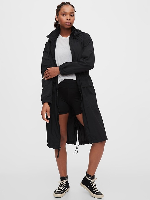 1 of 8 showing, with the color true black of product GapFit Upcycled Parka