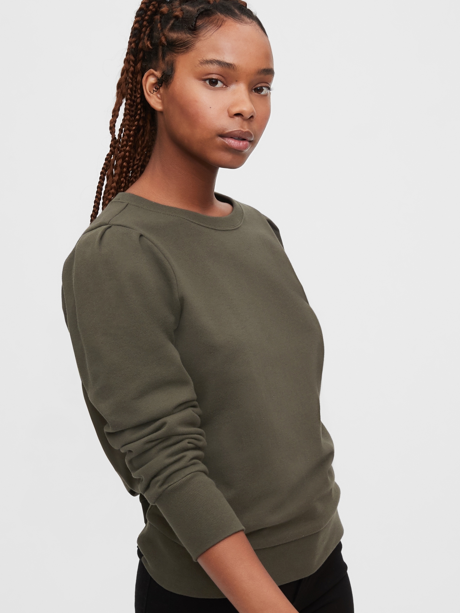 puff shoulder sweatshirt
