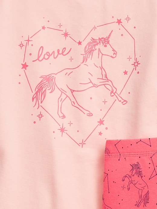 2 of 8 showing, with the color satiny pink of product Kids Unicorn PJ Set