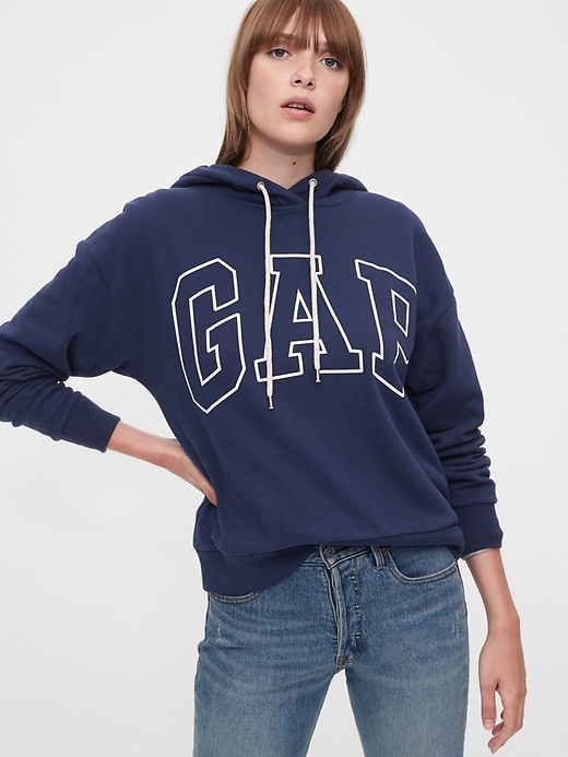 1 of 8 showing, with the color elysian blue of product Gap Logo Easy Hoodie