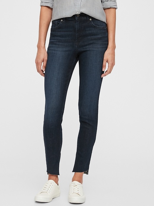 Gap High Rise Universal Legging Jeans With Raw Hem With Washwell