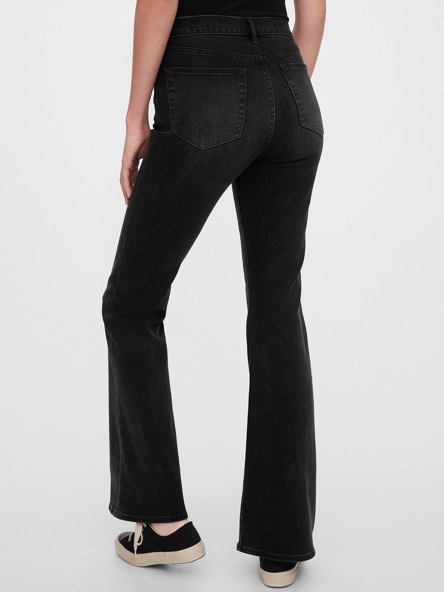 high rise flare black pants