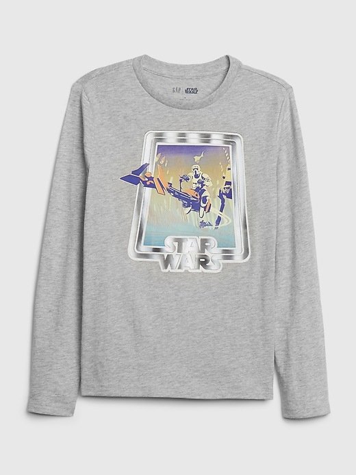 1 of 8 showing, with the color light heather grey of product GapKids &#124 Star Wars™ Interactive Graphic T-Shirt