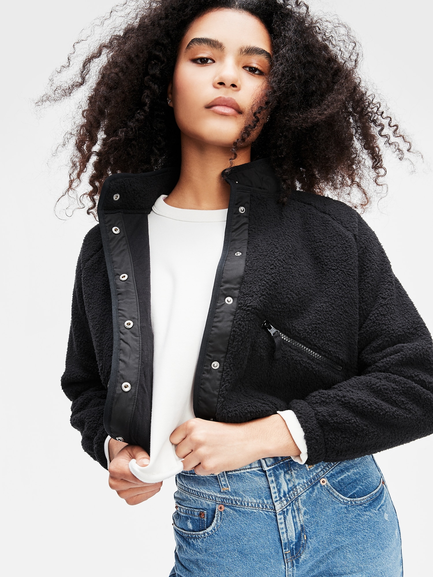 gap sherpa bomber jacket
