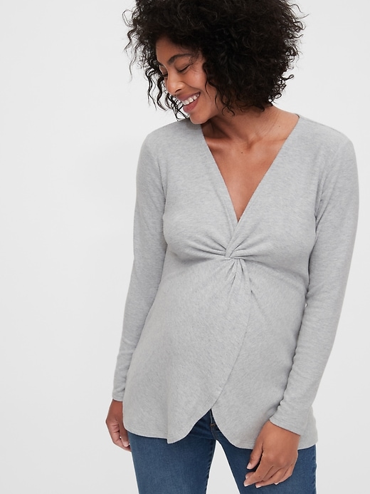 Image number 1 showing, Maternity Twist-Front Layer Top