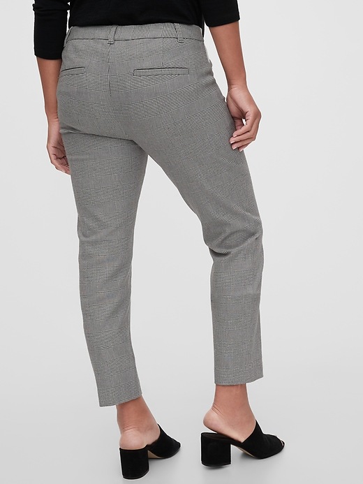 2 of 8 showing, with the color grey plaid of product Maternity Inset Panel Slim Ankle Pants