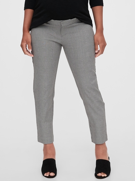 1 of 8 showing, with the color grey plaid of product Maternity Inset Panel Slim Ankle Pants