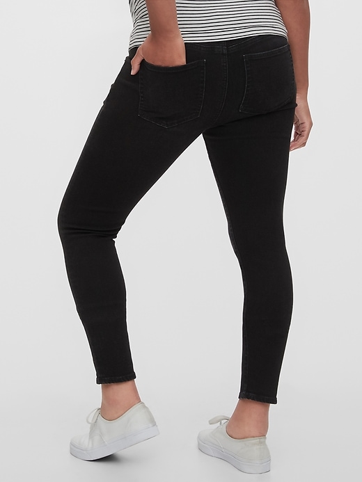 2 of 8 showing, with the color black rinse of product Maternity True Waist Full Panel True Skinny Jeans
