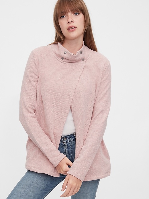 1 of 8 showing, with the color potpourri pink of product Maternity Nursing Snap Sweatshirt