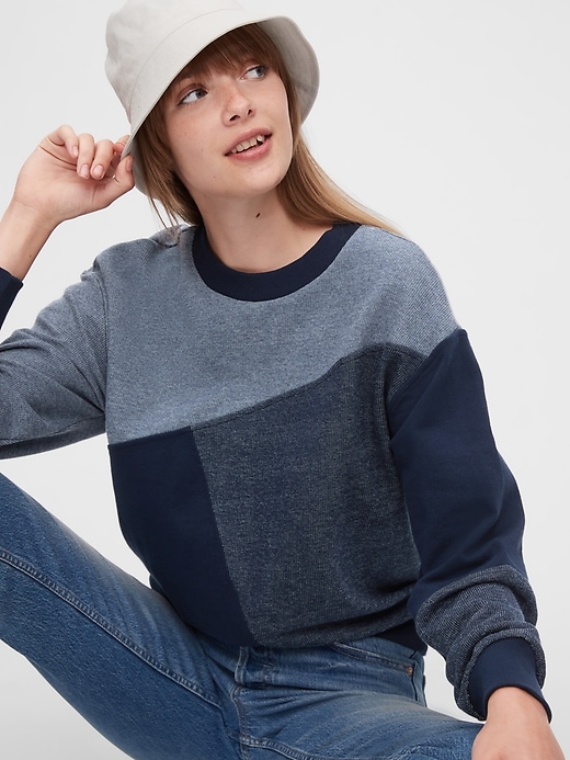 Image number 1 showing, Patchwork Pullover Sweatshirt