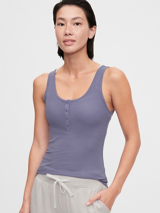 Image number 9 showing, GapFit Supersoft Henley Ribbed Tank Top