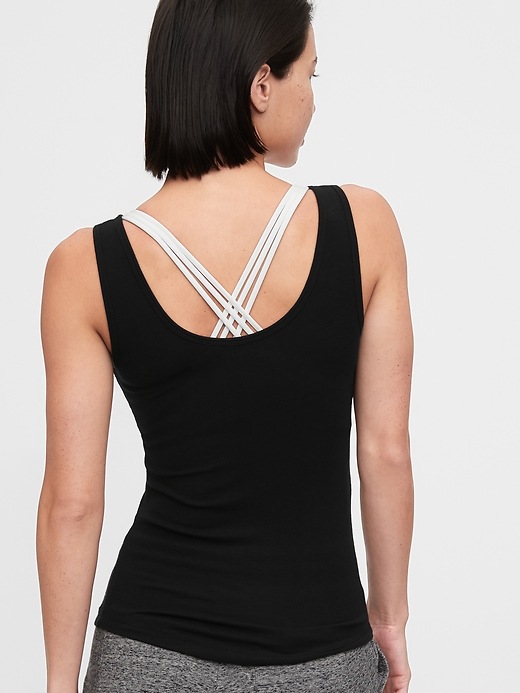 Image number 2 showing, GapFit Supersoft Henley Ribbed Tank Top