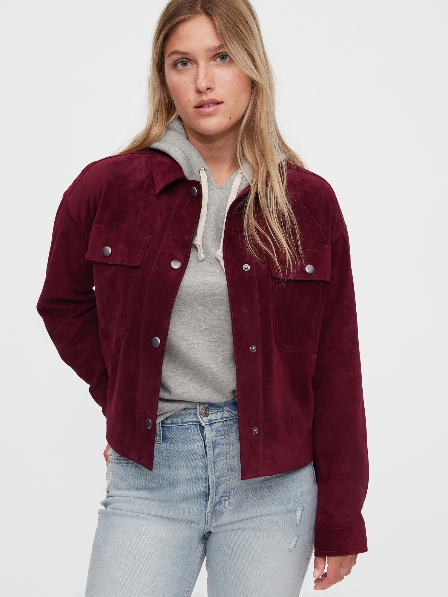 red utility jacket