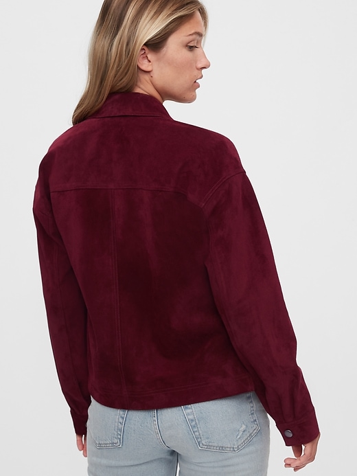 2 of 8 showing, with the color shiraz red of product Cropped Suede Utility Jacket