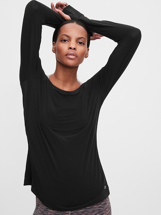 1 of 8 showing, with the color true black of product GapFit Breathe Boatneck T-Shirt
