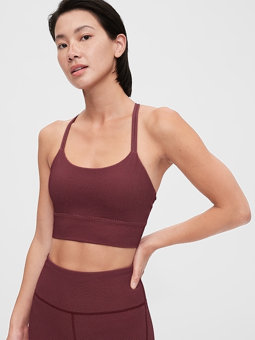 View large product image 1 of 1. GapFit Honeycomb Medium Impact Longline Sports Bra