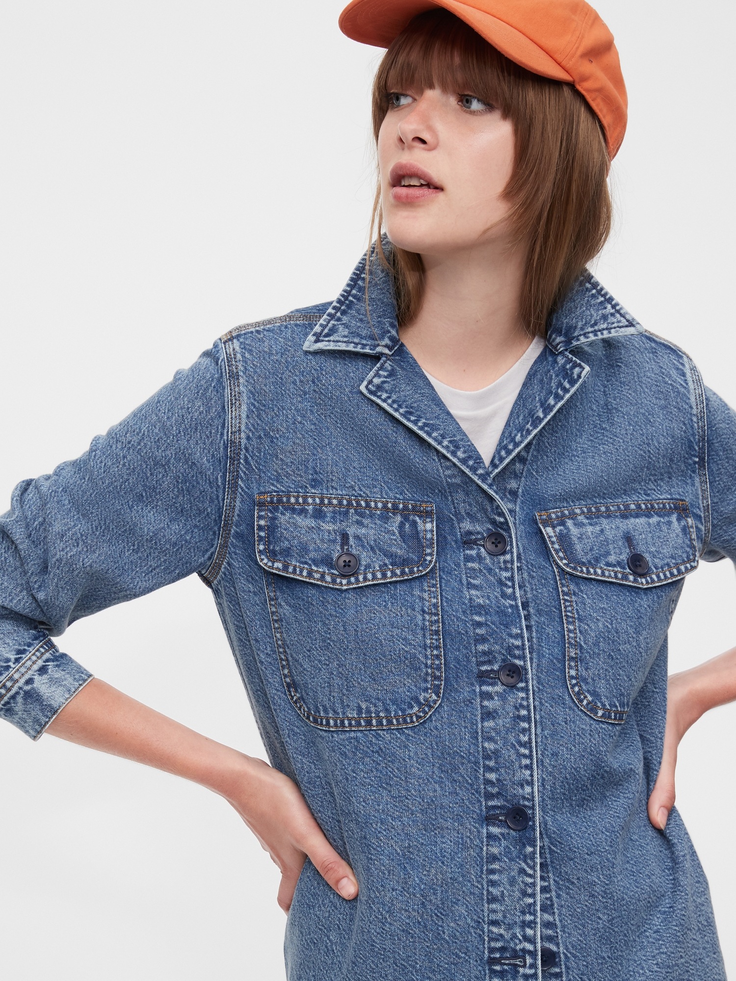 denim shirt with cap