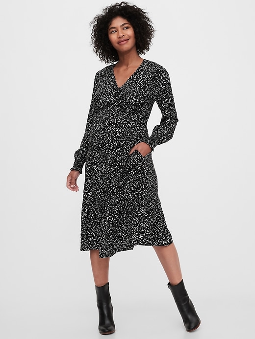 Image number 1 showing, Maternity Crossover Midi Dress