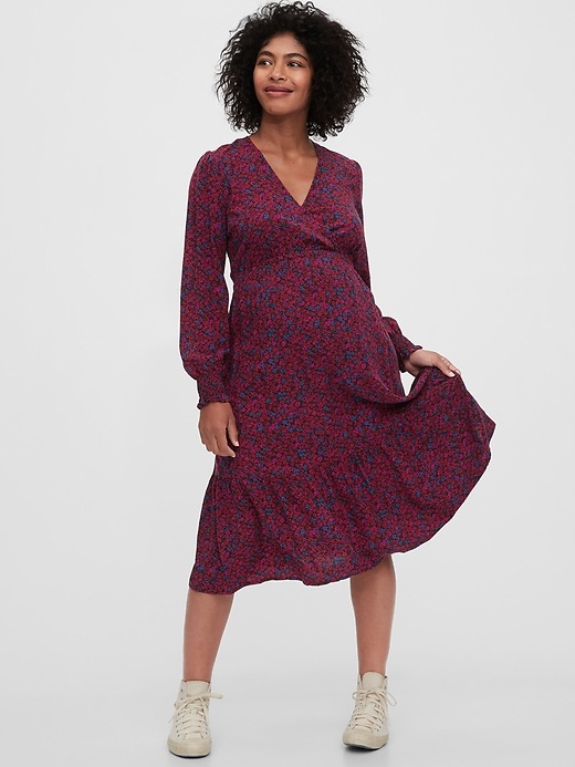 View large product image 1 of 1. Maternity Crossover Midi Dress