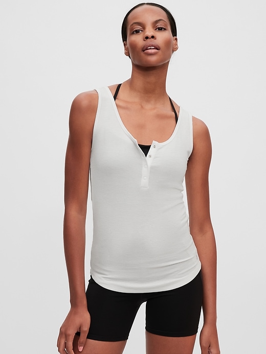 Image number 8 showing, GapFit Supersoft Henley Ribbed Tank Top