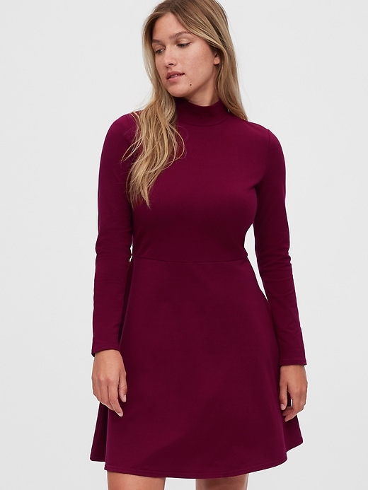 View large product image 1 of 1. Turtleneck Fit & Flare Dress