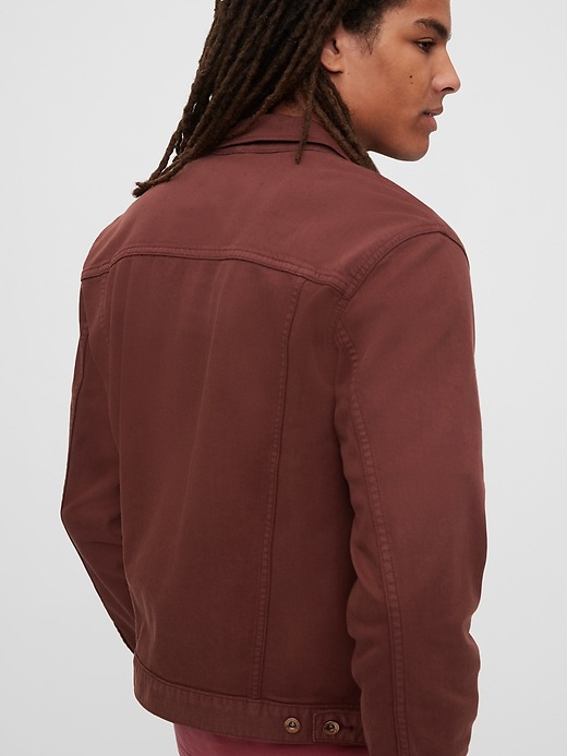 2 of 8 showing, with the color burgundy of product Icon Denim Jacket