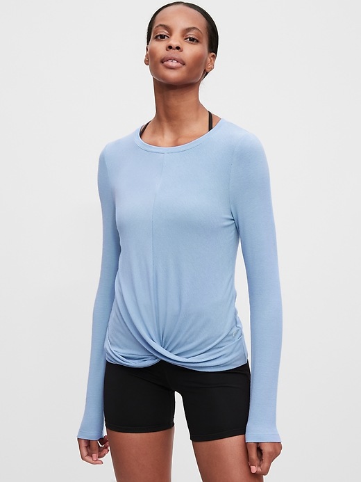 View large product image 1 of 1. GapFit Supersoft Rib Twist-Front Top