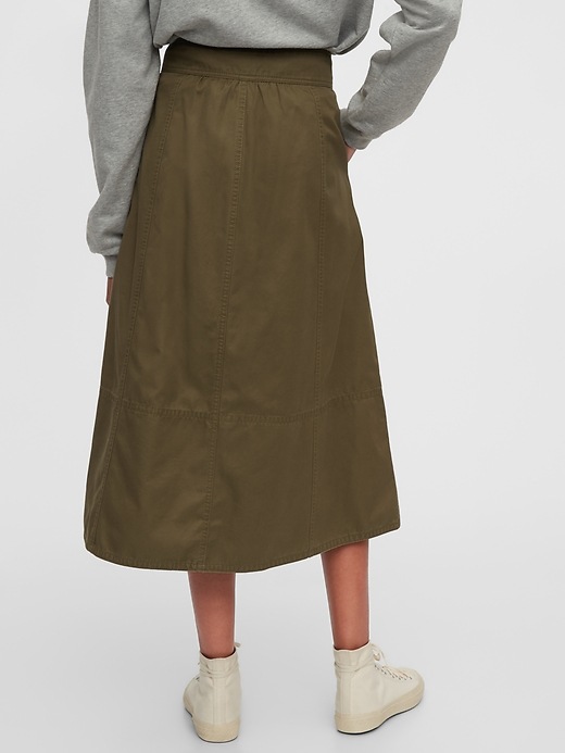 Image number 2 showing, High Rise Khaki Midi Skirt